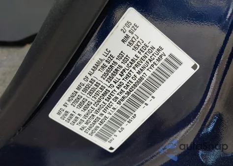 2005 Honda Odyssey Ex z USA, uszkodzony, nr VIN 5FNRL38425B068817